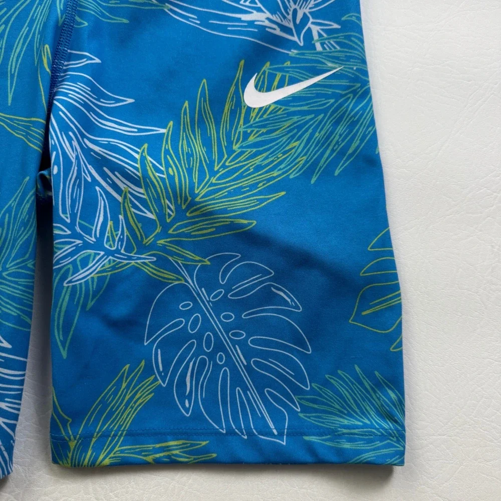 Nike Dri-FIT One Womens Tropical Monstera Print Bike Shorts Blue DV9681-435 XS